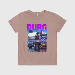 Футболка хлопковая детская PUBG NEON ПУБГ НЕОН Z, цвет: пыльно-розовый