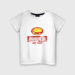 Футболка хлопковая детская Гамбургер Уорхола, цвет: белый