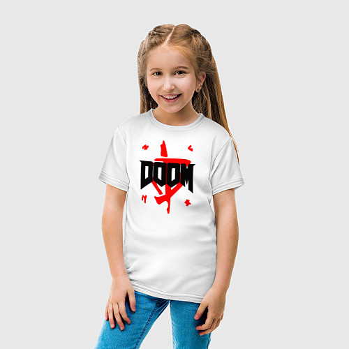 Детская футболка DOOM 2 ЛОГО / Белый – фото 4