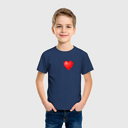 Футболка хлопковая детская Пиксельное Сердце, цвет: тёмно-синий — фото 2