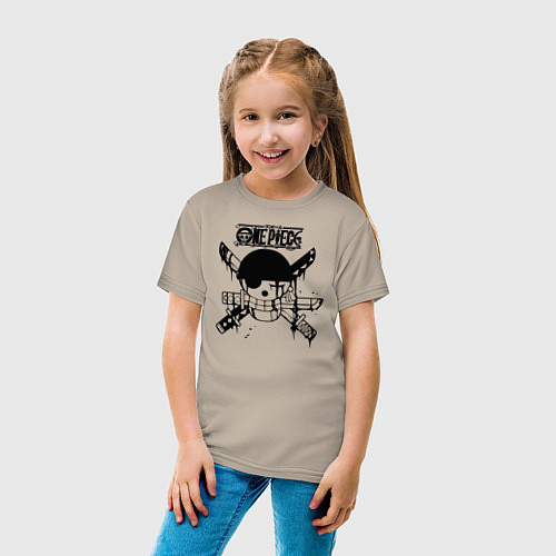Детская футболка Веселый Роджер Зоро One Piece / Миндальный – фото 4