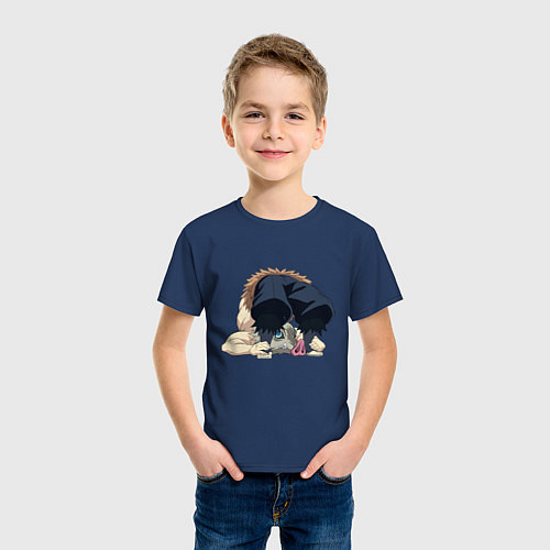 Детская футболка Клинок, рассекающий демонов / Тёмно-синий – фото 3