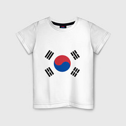 Футболка хлопковая детская Корея Корейский флаг, цвет: белый