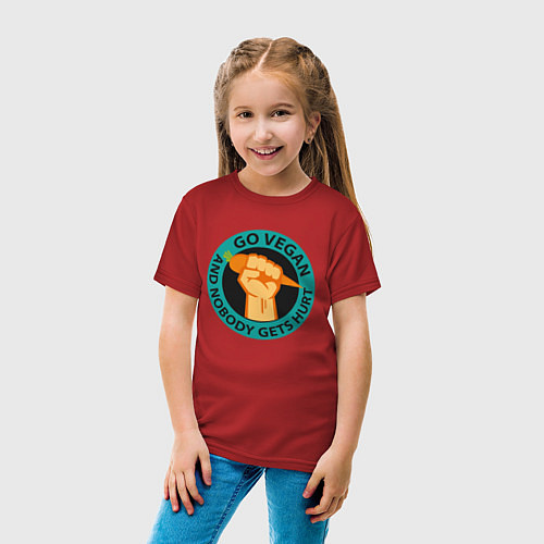 Детская футболка Go Vegan / Красный – фото 4