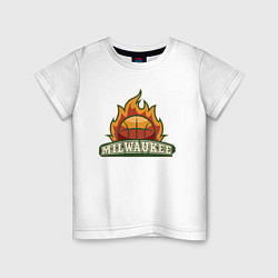Футболка хлопковая детская Milwaukee Fire, цвет: белый