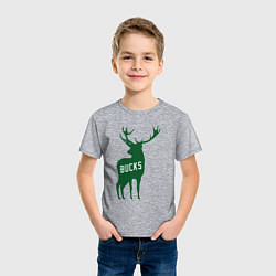 Футболка хлопковая детская NBA - Bucks, цвет: меланж — фото 2