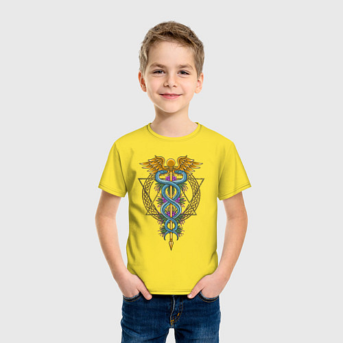 Детская футболка Кадуцей / Желтый – фото 3