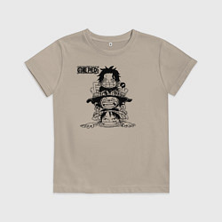 Футболка хлопковая детская Эйс, Луффи и Сабо - Братство ASL, цвет: миндальный