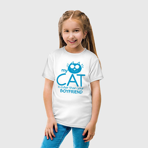 Детская футболка Мой кот красивее твоего парня / Белый – фото 4