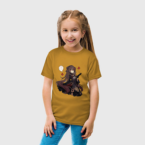 Детская футболка Готическая Ху Тао / Горчичный – фото 4