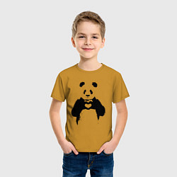 Футболка хлопковая детская ПАНДА ЛАЙК ЛЮБОВЬ PANDA LOVE, цвет: горчичный — фото 2