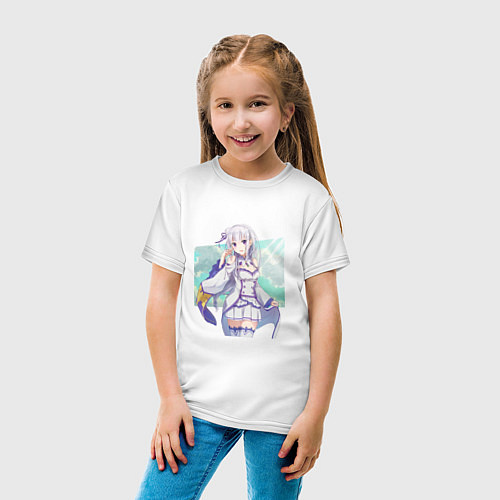Детская футболка Эмилия - Re:Zero / Белый – фото 4