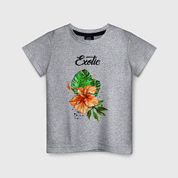 Футболка хлопковая детская Exotic Экзотический цветок, цвет: меланж