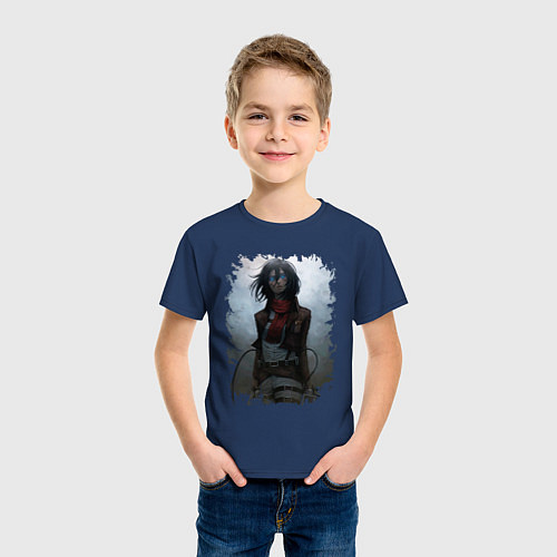 Детская футболка Микаса / Тёмно-синий – фото 3