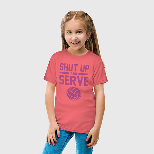 Детская футболка Shut Up And Serve / Коралловый – фото 4