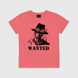 Футболка хлопковая детская Портгас Д Эйс в розыске One Piece, цвет: коралловый