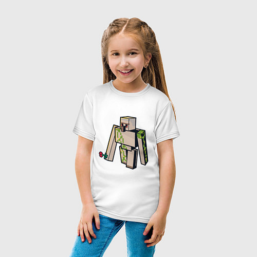 Детская футболка Железный голем Майнкрафт / Белый – фото 4
