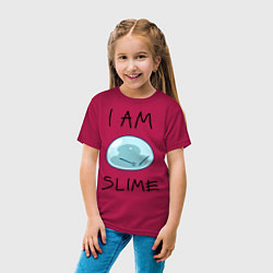 Футболка хлопковая детская I AM SLIME, цвет: маджента — фото 2