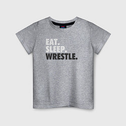 Футболка хлопковая детская EAT SLEEP WRESTLE, цвет: меланж