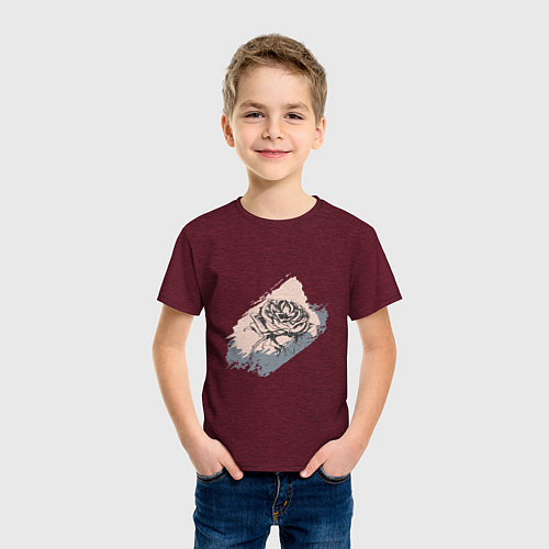 Детская футболка Темная роза - абстракция / Меланж-бордовый – фото 3