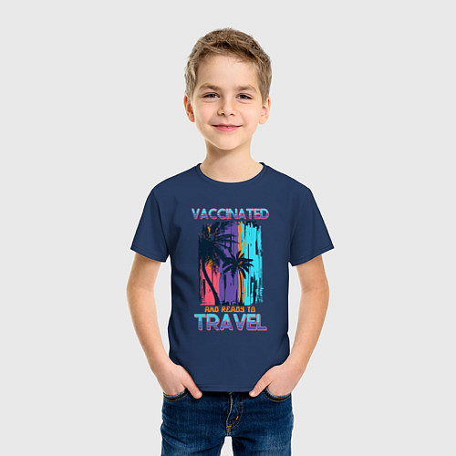 Детская футболка Вакцинируйся и путешествуй / Тёмно-синий – фото 3