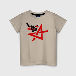 Футболка хлопковая детская Алиса коза, цвет: миндальный