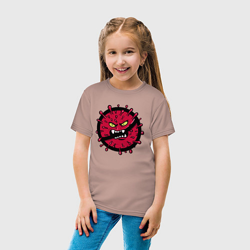 Детская футболка Stop Virus / Пыльно-розовый – фото 4