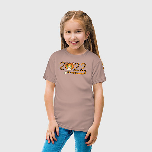 Детская футболка Год Тигра 2022 с мордочкой / Пыльно-розовый – фото 4