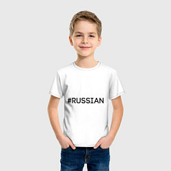 Футболка хлопковая детская #RUSSIAN, цвет: белый — фото 2