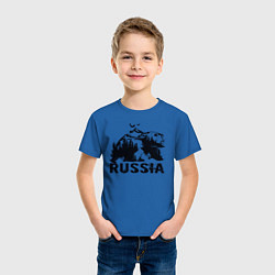 Футболка хлопковая детская Russian bear, цвет: синий — фото 2