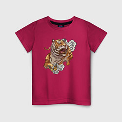 Футболка хлопковая детская Год тигра, цвет: маджента