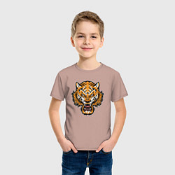 Футболка хлопковая детская Cool Tiger, цвет: пыльно-розовый — фото 2