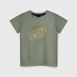 Футболка хлопковая детская PSG GOLD LOGO ПСЖ ЗОЛОТО, цвет: авокадо