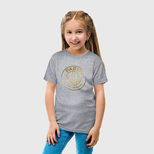 Детская футболка PSG GOLD LOGO ПСЖ ЗОЛОТО / Меланж – фото 4