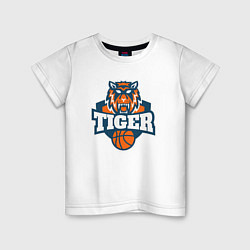 Футболка хлопковая детская Tiger Basketball, цвет: белый