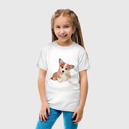 Детская футболка Fluffy Corgi / Белый – фото 4