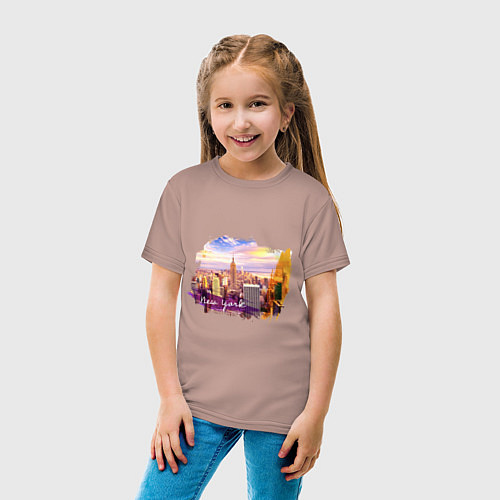 Детская футболка Города и страны Нью-Йорк США / Пыльно-розовый – фото 4