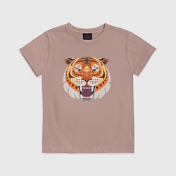 Футболка хлопковая детская African Tiger, цвет: пыльно-розовый