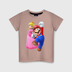 Футболка хлопковая детская Mario Princess, цвет: пыльно-розовый