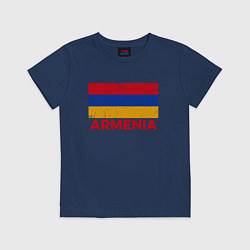 Футболка хлопковая детская Armenia Flag, цвет: тёмно-синий