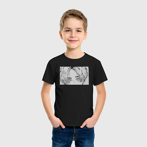 Детская футболка Аниме персонаж Суровый взгляд / Черный – фото 3