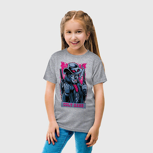 Детская футболка Скелетон с пистолетами / Меланж – фото 4