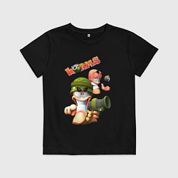 Футболка хлопковая детская Worms3D, цвет: черный