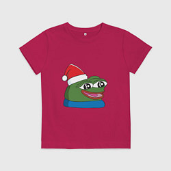 Футболка хлопковая детская Pepe, pepe happy, Пепе хеппи, pepe happy new year, цвет: маджента