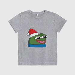 Футболка хлопковая детская Pepe, pepe happy, Пепе хеппи, pepe happy new year, цвет: меланж