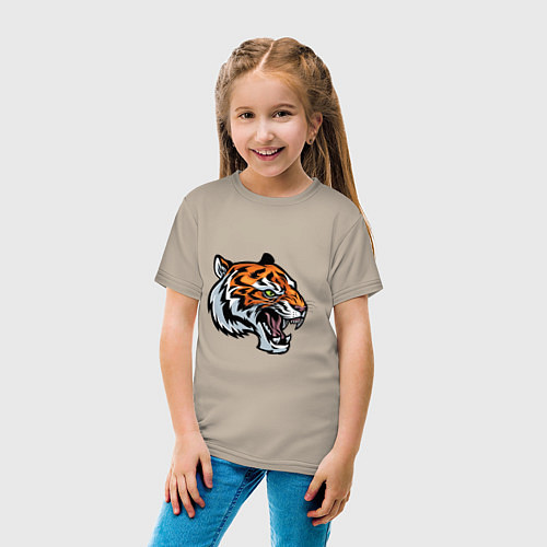 Детская футболка Face Tiger / Миндальный – фото 4