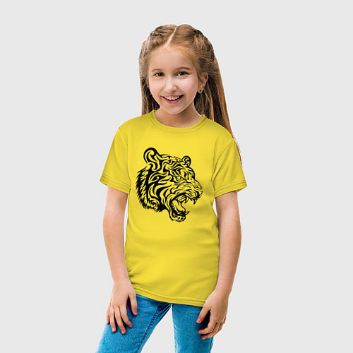 Детская футболка Голова тигра тату / Желтый – фото 4