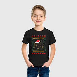 Футболка хлопковая детская Рождественский свитер Жаба, цвет: черный — фото 2