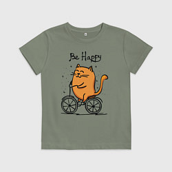 Детская футболка Кот велосипедист