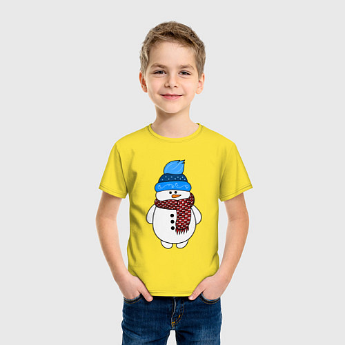 Детская футболка Снеговик в шапочке / Желтый – фото 3
